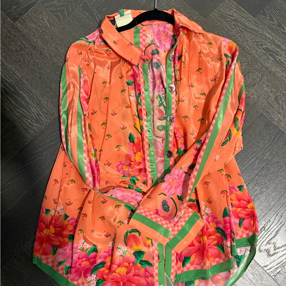 FARM Rio Orange Floral Blouse